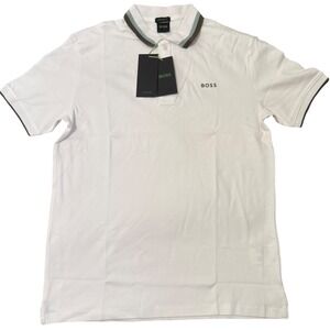 BOSS Hugo Boss Men's White Regular Fit‎ Polo T-Shirt Short Sleeve Casual